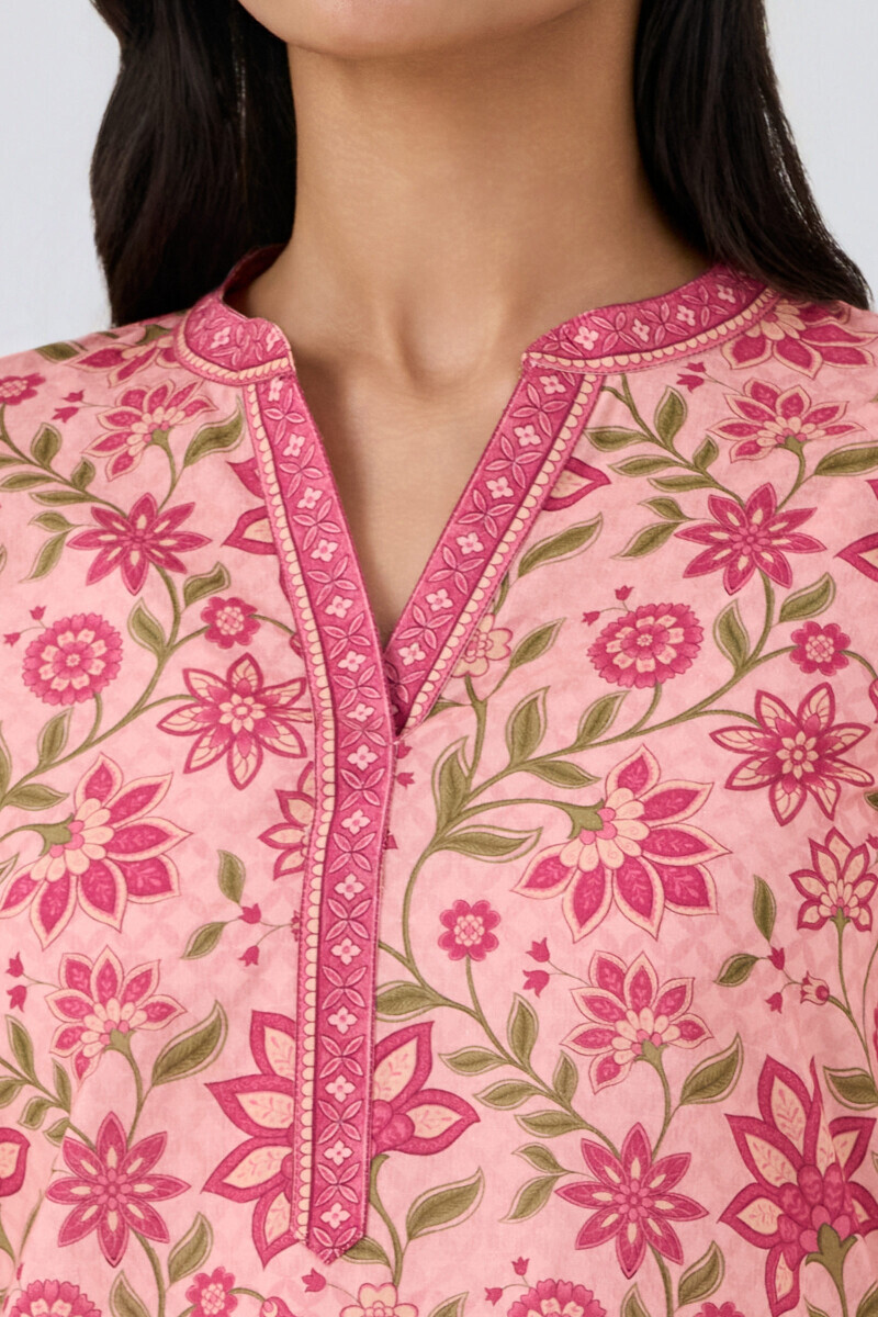 Peach Printed Cotton Loungewear Set