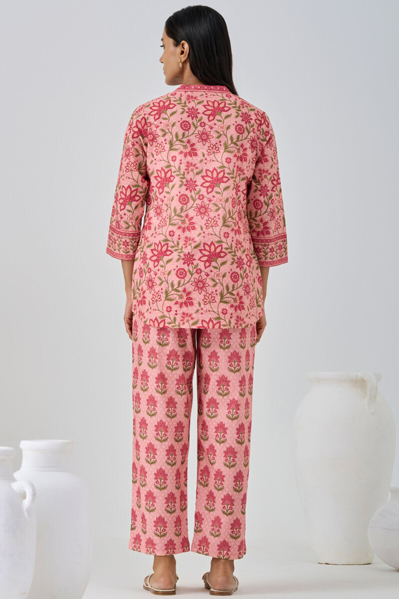 Peach Printed Cotton Loungewear Set