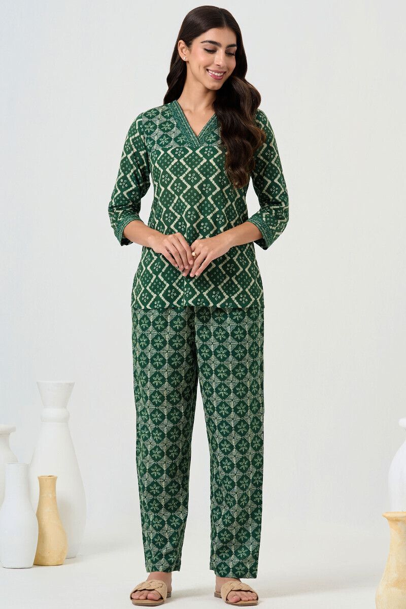 Green Printed Cotton Co-ord Set