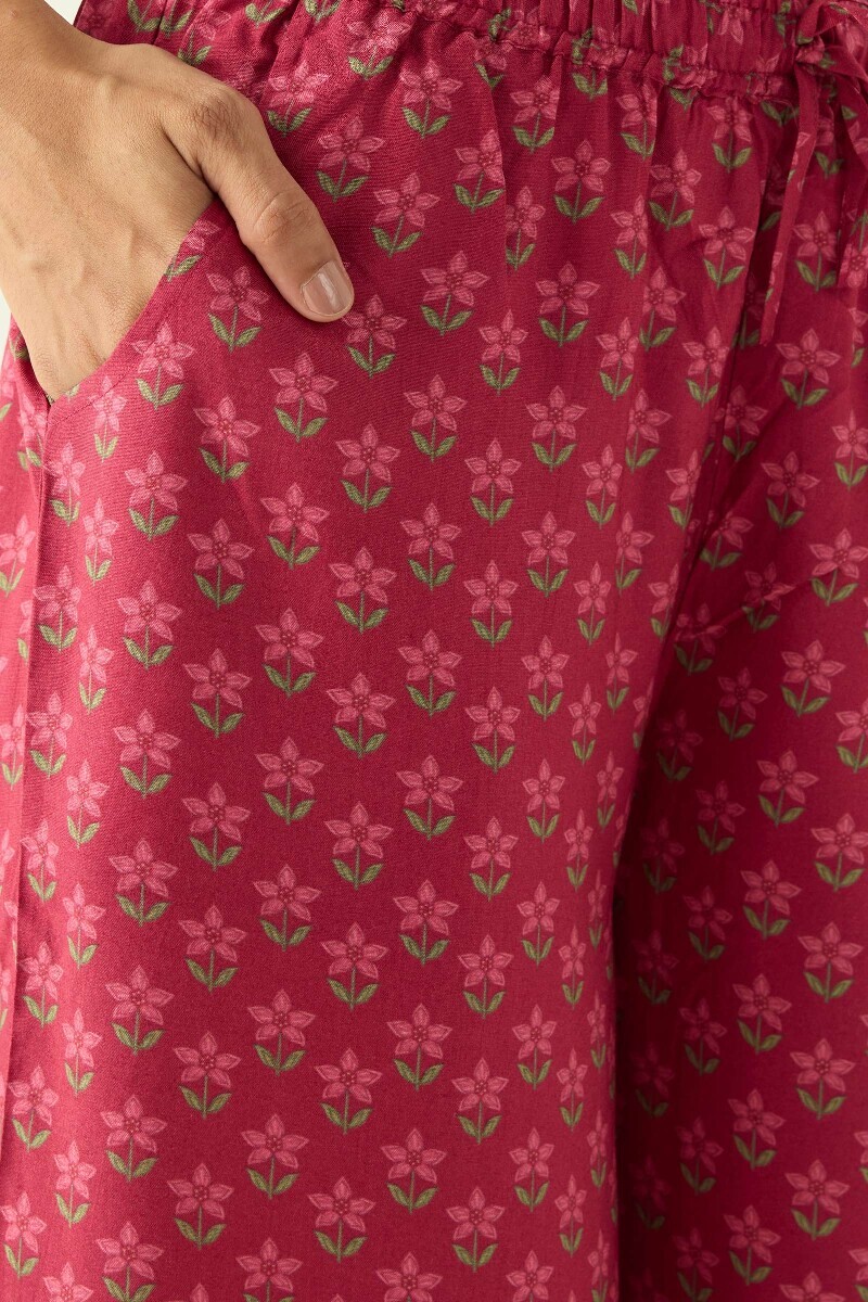 Pink Printed Viscose Palazzo