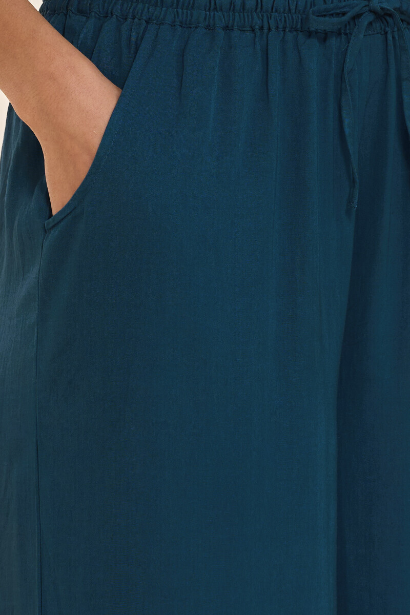 Blue Handcrafted Modal Satin Palazzo