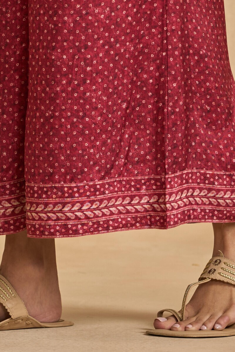 Maroon Printed Viscose Palazzo