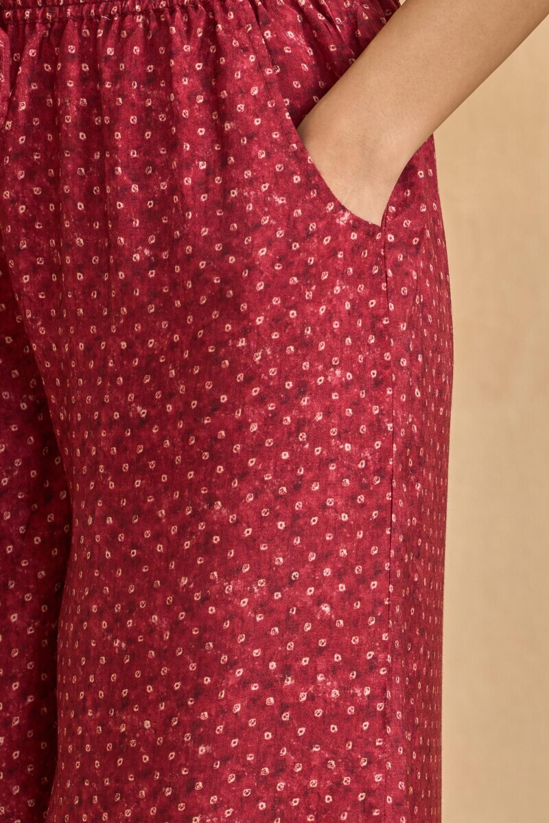 Maroon Printed Viscose Palazzo