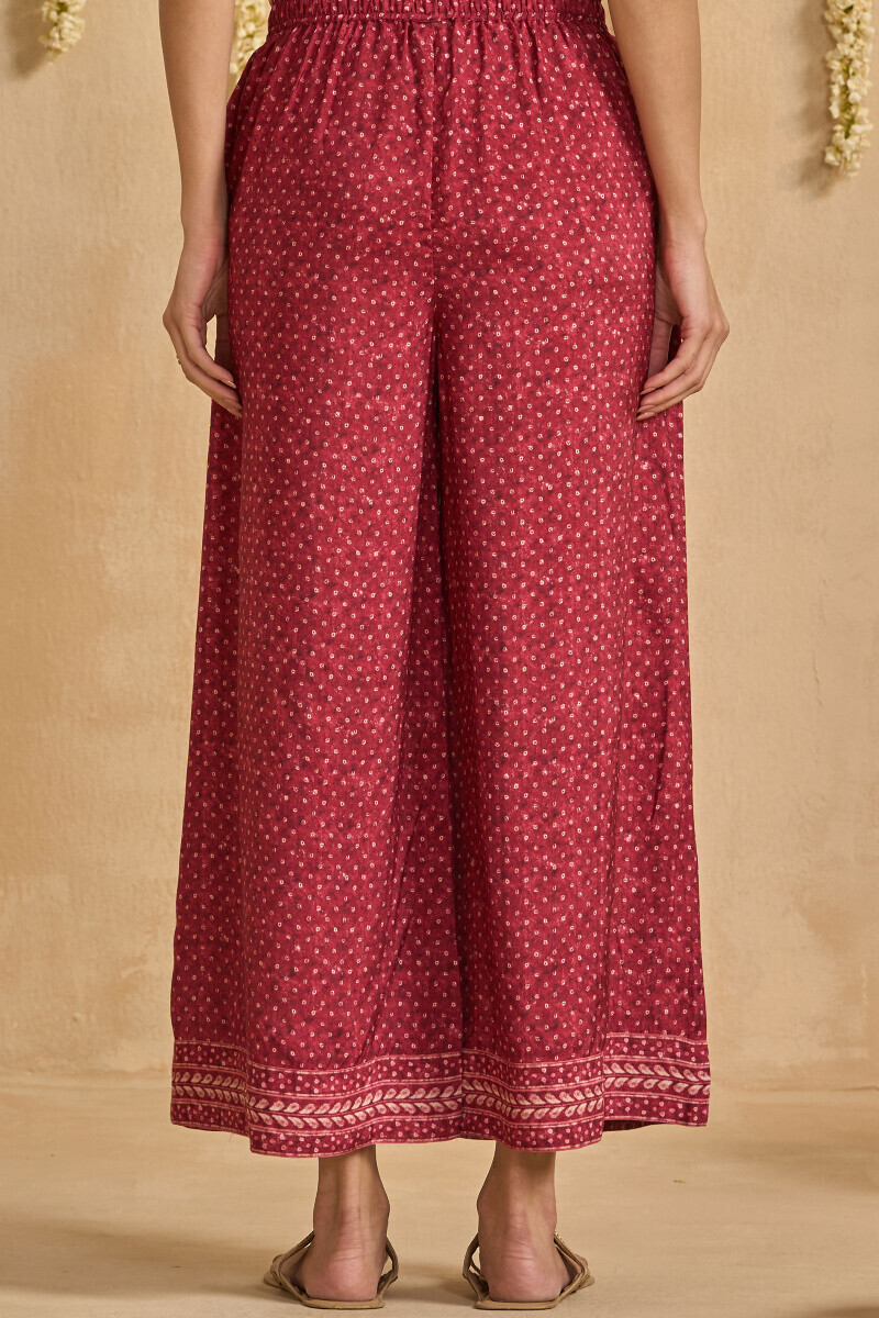 Maroon Printed Viscose Palazzo