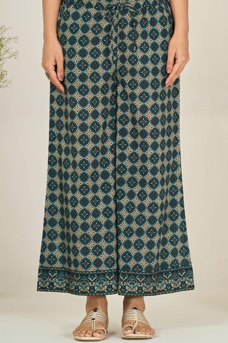 Black Printed Cotton Dobby Palazzo