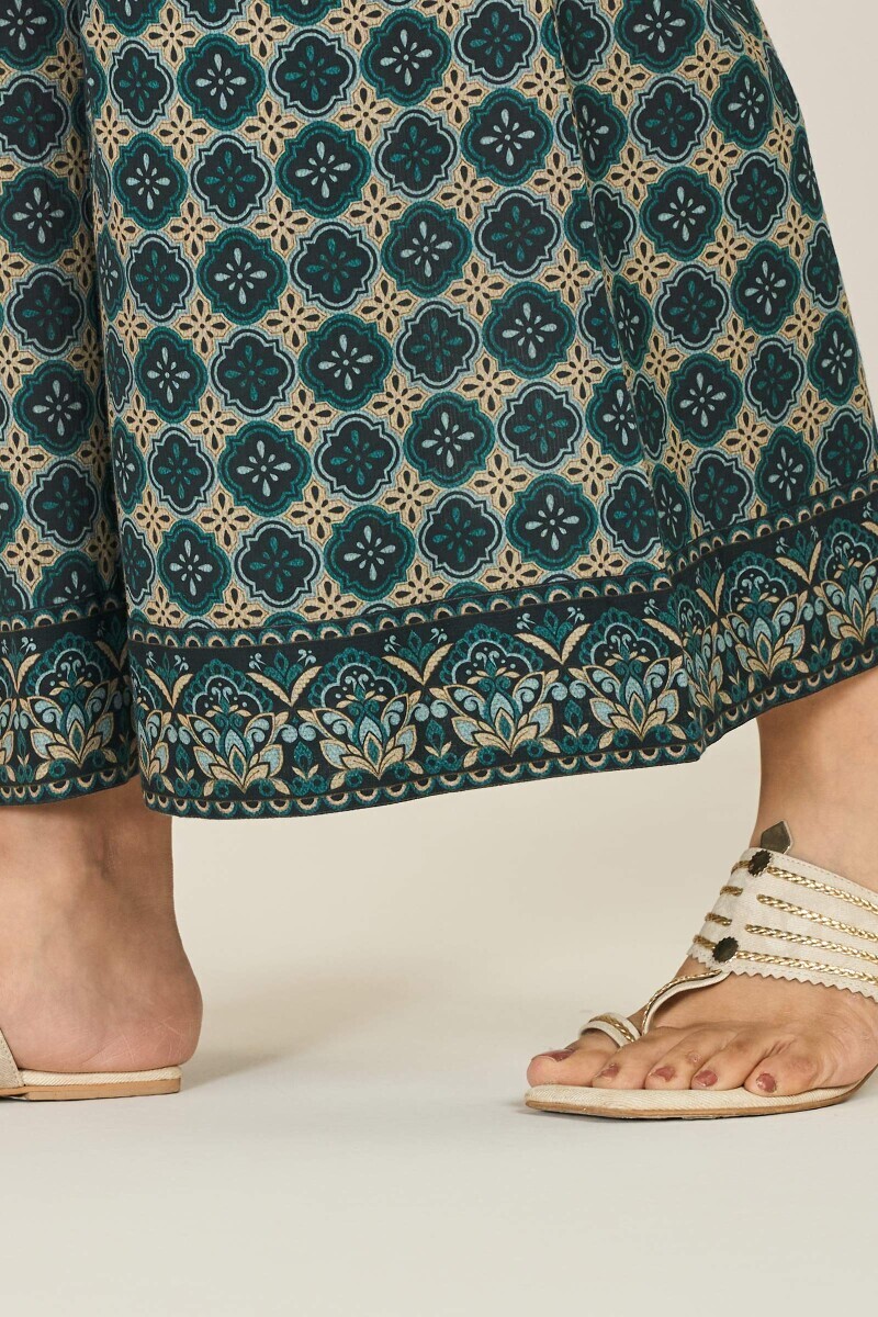 Black Printed Cotton Dobby Palazzo