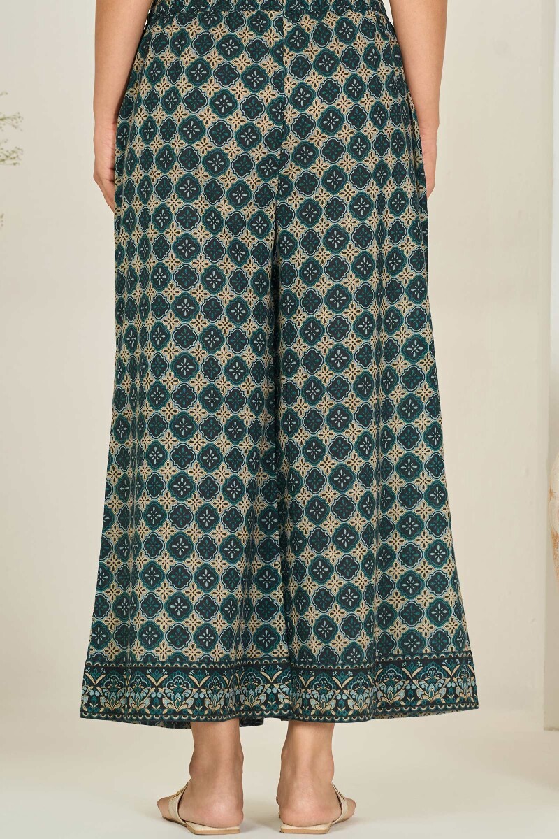 Black Printed Cotton Dobby Palazzo