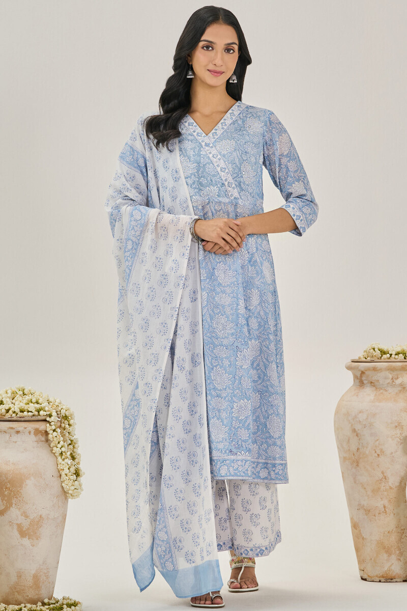 White Hand Block Printed Cotton Palazzo