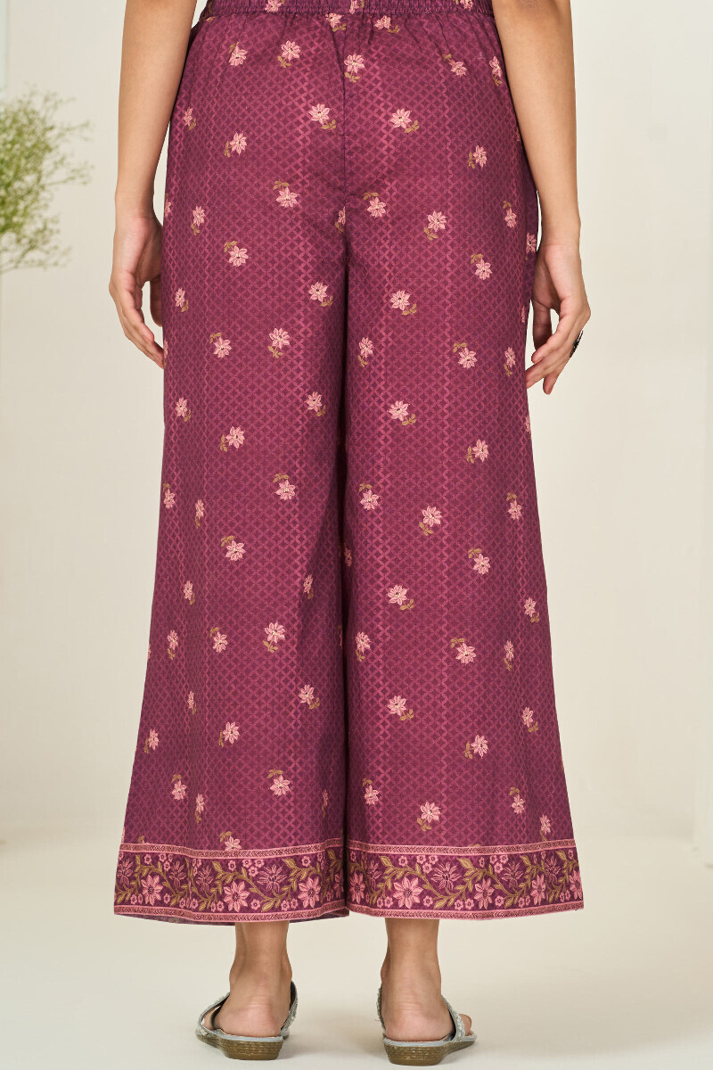 Purple Printed Cotton Palazzo