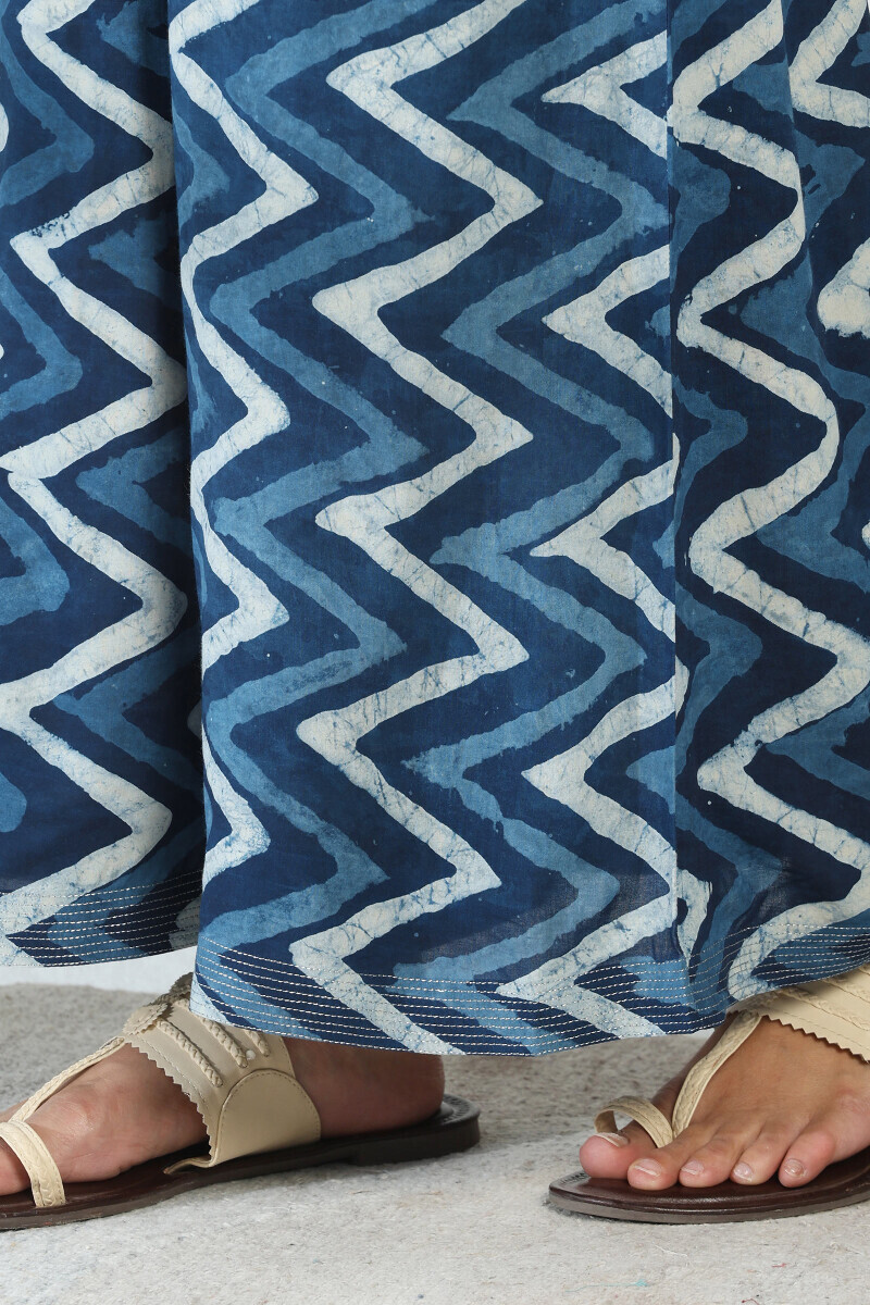Indigo Hand Block Printed Viscose Palazzo