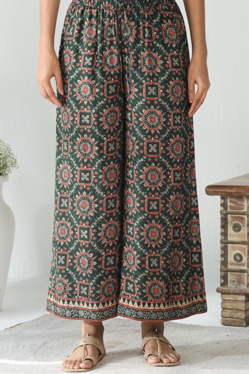 Green Printed Viscose Palazzo