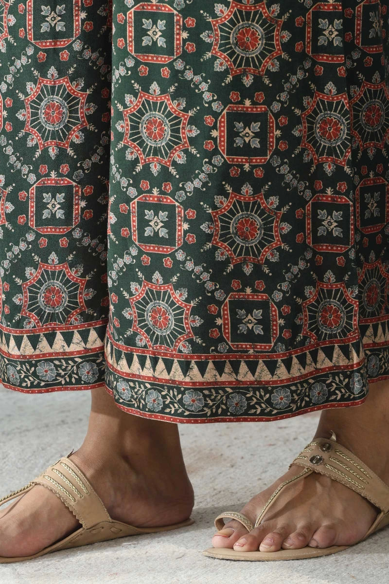 Green Printed Viscose Palazzo
