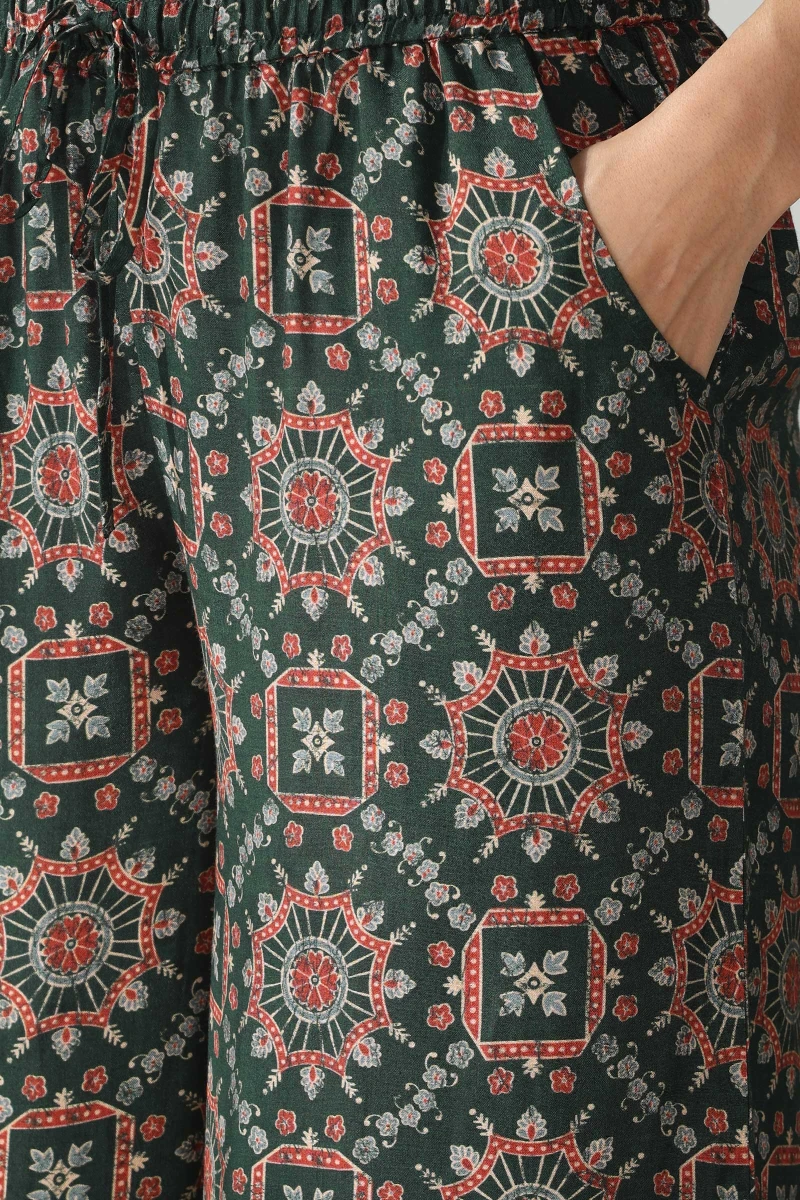Green Printed Viscose Palazzo