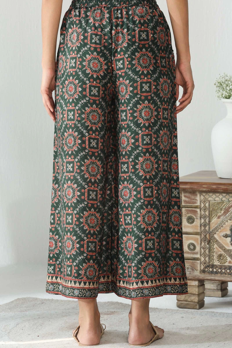 Green Printed Viscose Palazzo
