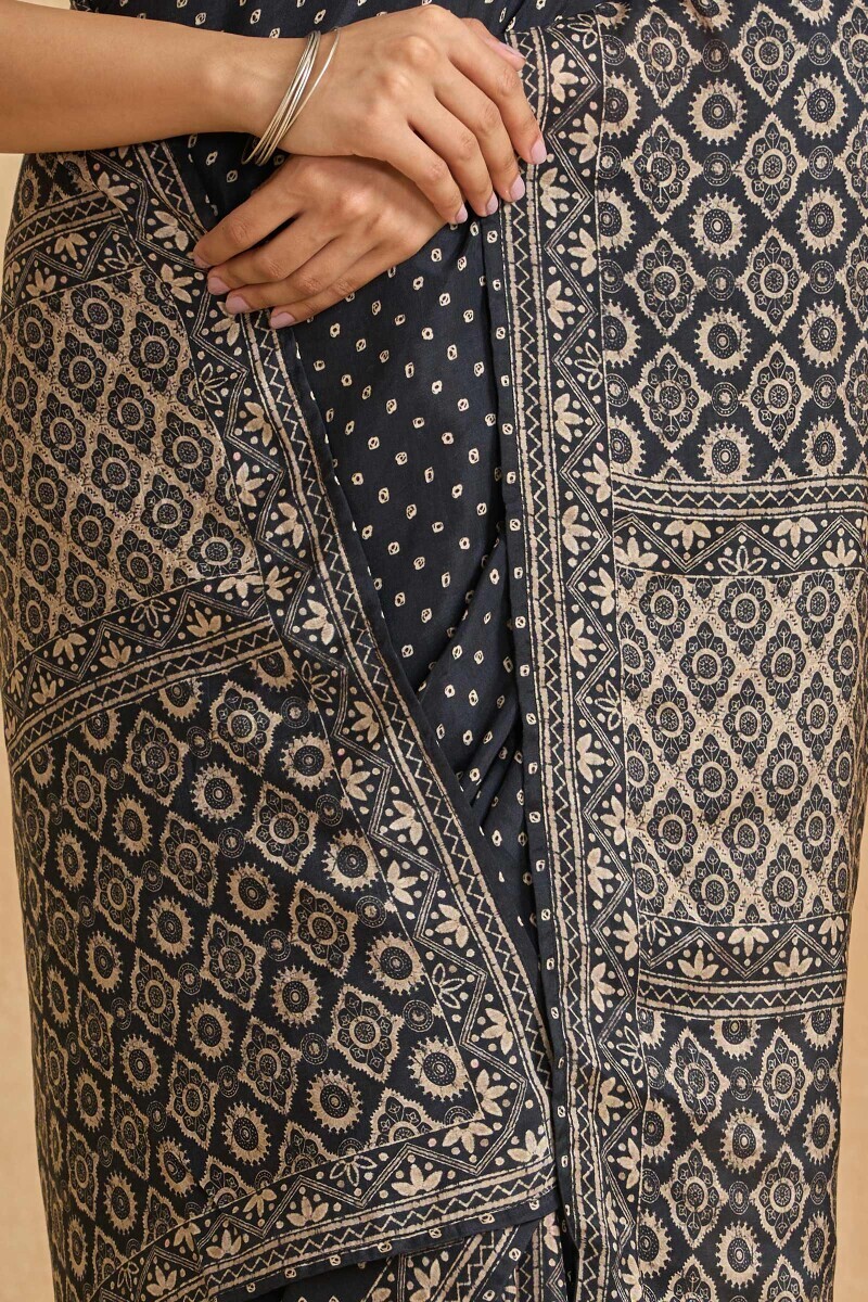 Black Printed Viscose Saree