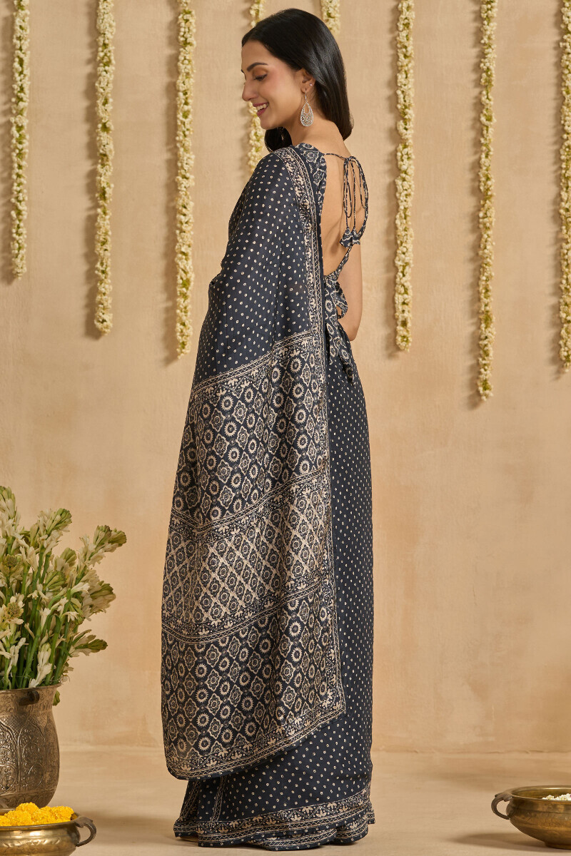 Black Printed Viscose Saree