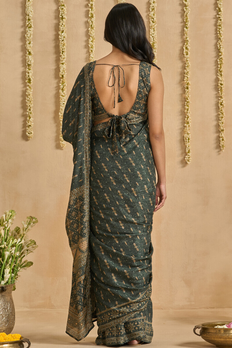 Green Printed Viscose Saree