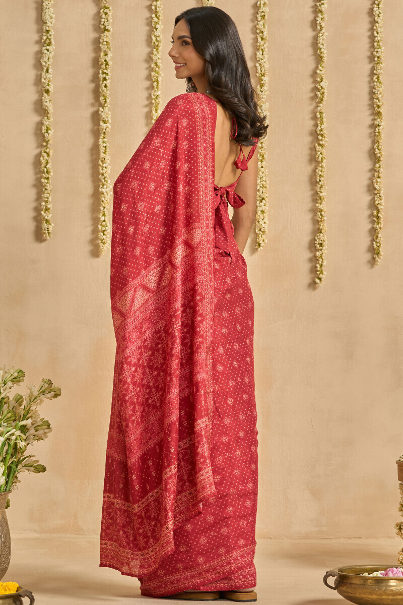 Red Printed Viscose Saree