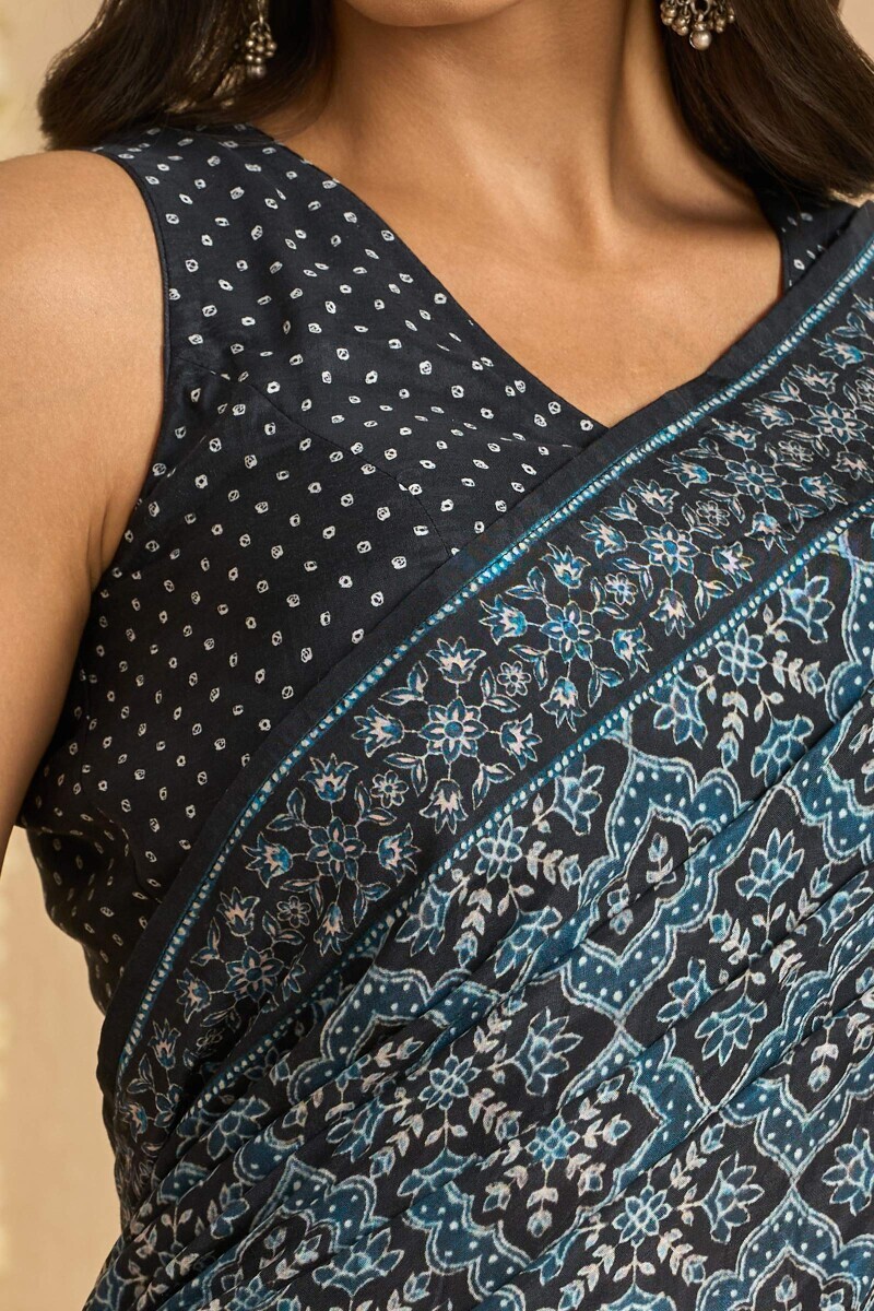 Black Printed Viscose Saree