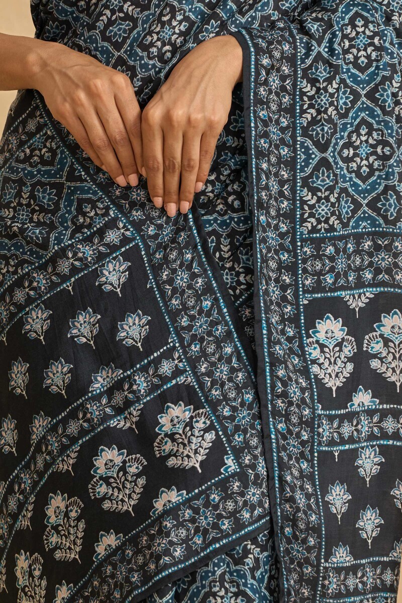 Black Printed Viscose Saree