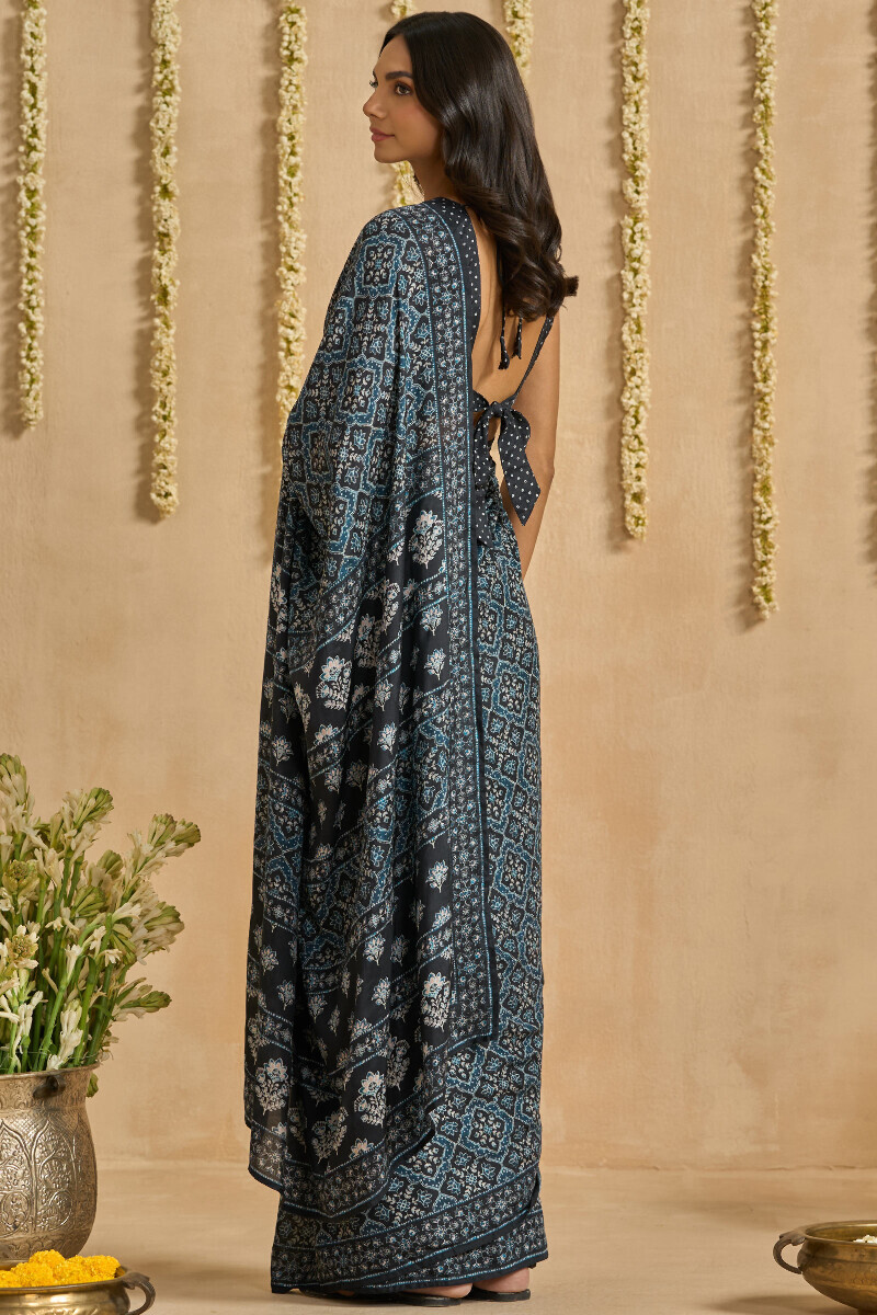 Black Printed Viscose Saree