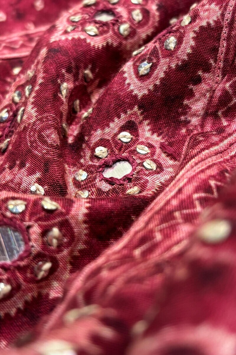 Maroon Printed Short Viscose Kurta