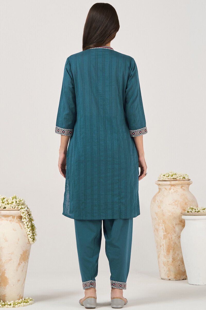Blue Handcrafted Short Ram Buta Kurta