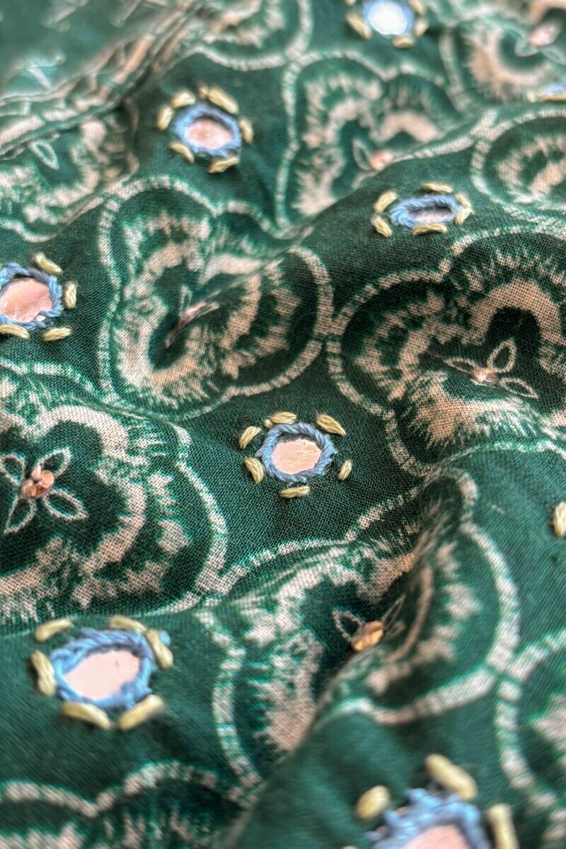 Green Printed Short Medium Cotton Kurta