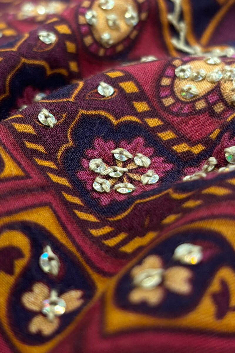 Purple Printed Short Medium Cotton Kurta