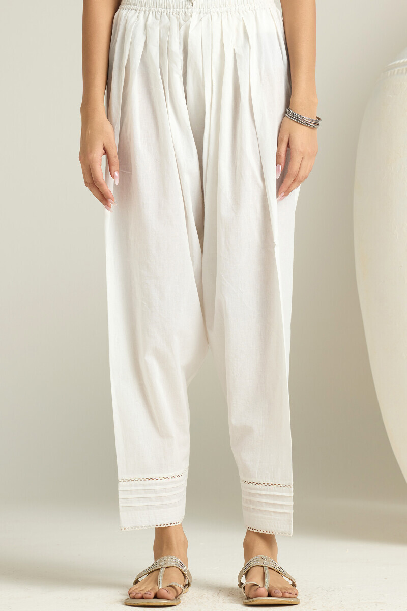 White Handcrafted Cotton Salwar
