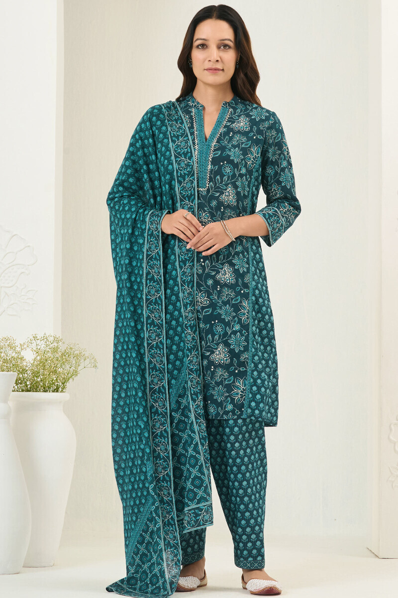 Blue Printed Cotton Salwar