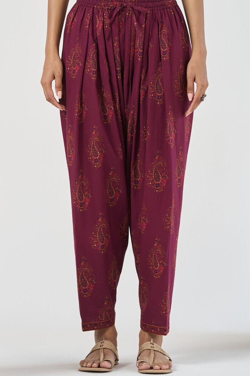 Purple Printed Cotton Salwar