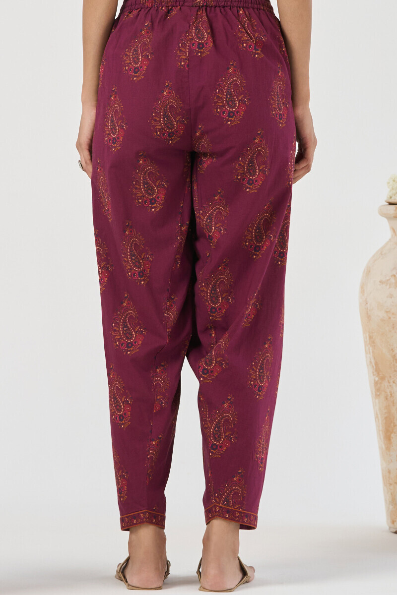 Purple Printed Cotton Salwar