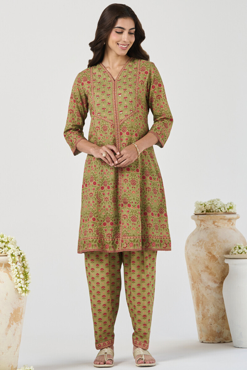 Green Printed Cotton Salwar