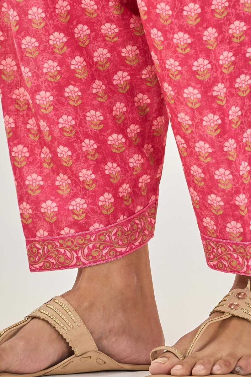 Pink Printed Cotton Slub Salwar