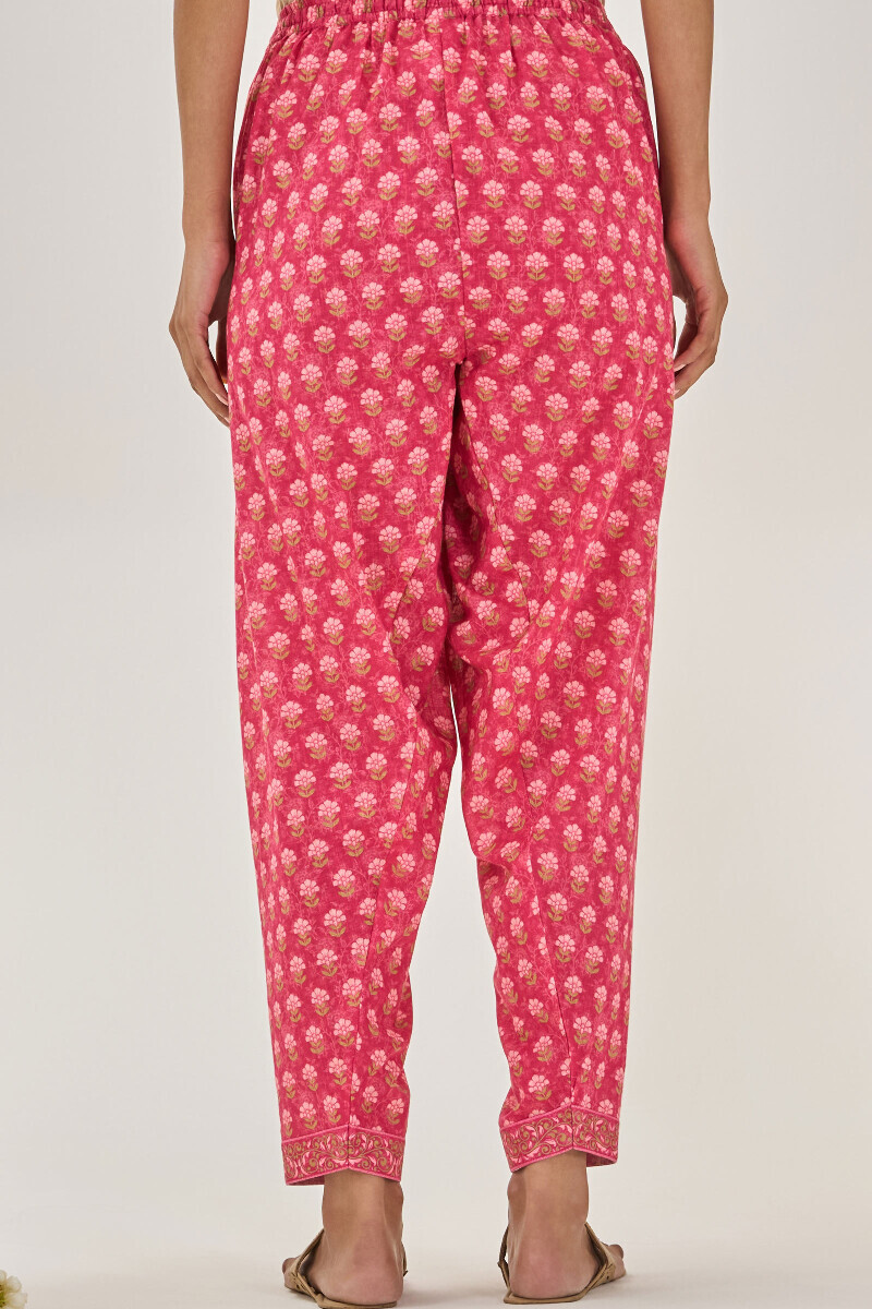 Pink Printed Cotton Slub Salwar