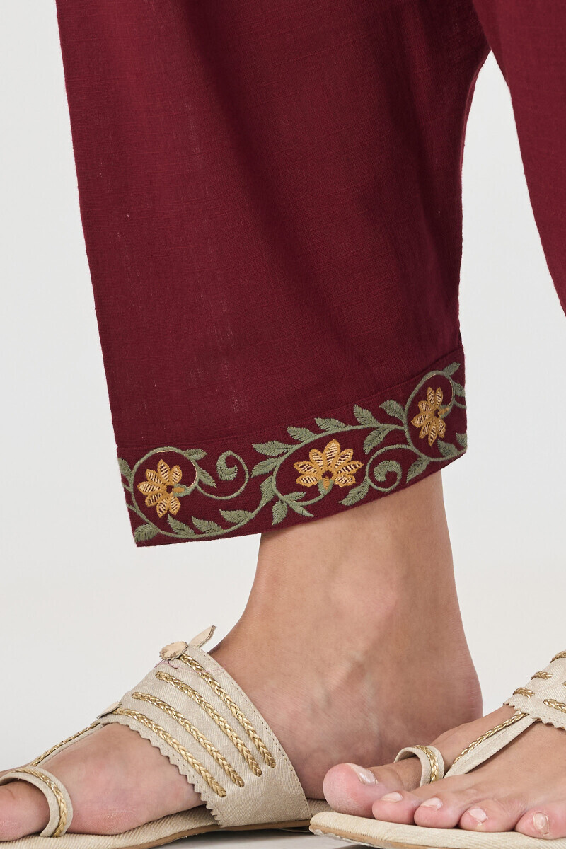 Maroon Handcrafted Gauze Slub Salwar