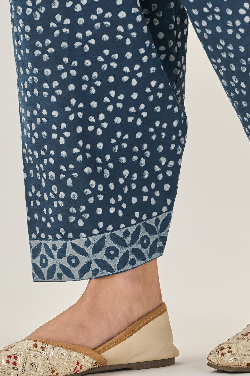 Indigo Hand Block Printed Cotton Salwar