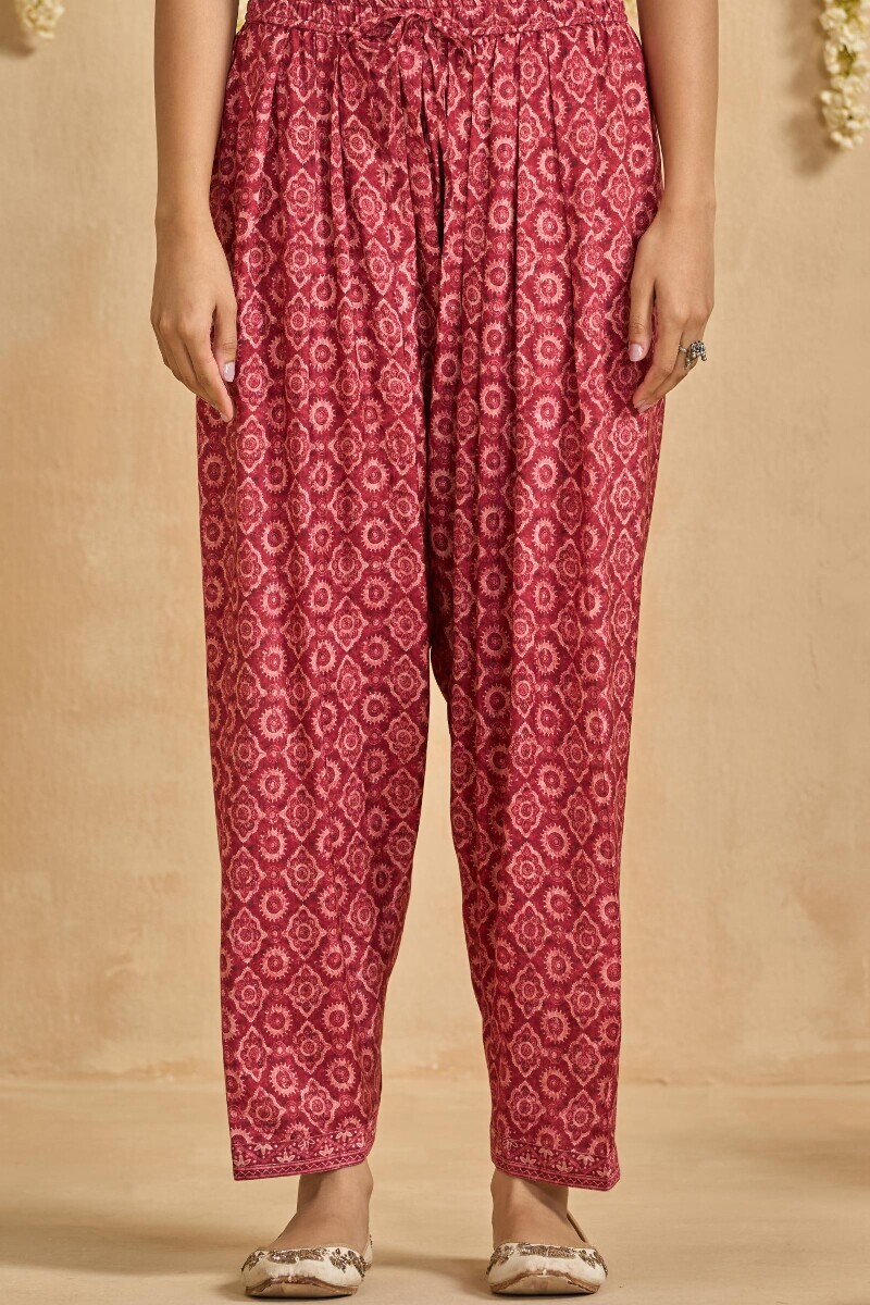 Maroon Printed Viscose Salwar