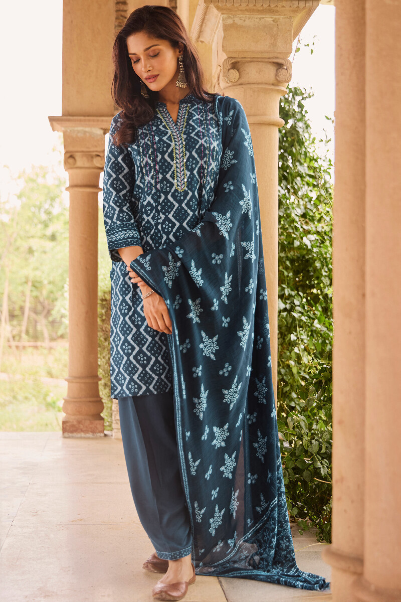 Blue Handcrafted Viscose Salwar