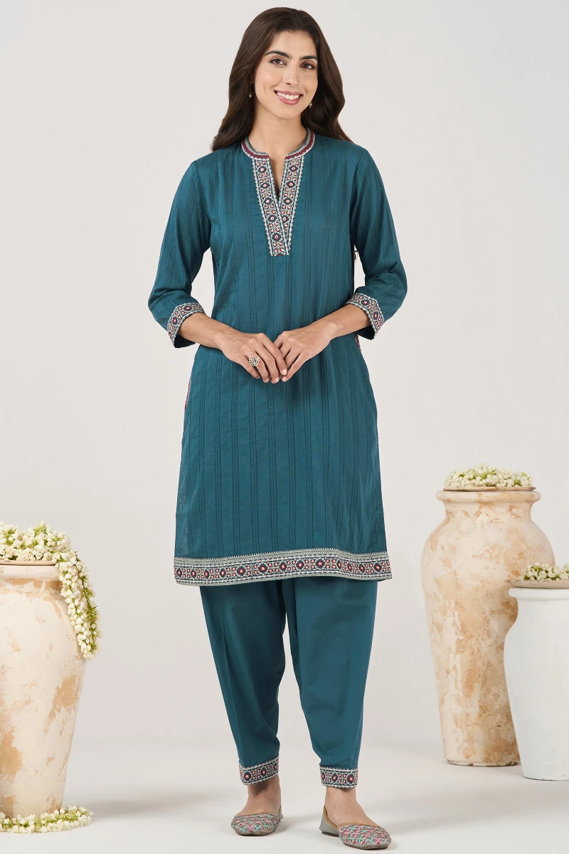 Blue Handcrafted Cotton Salwar