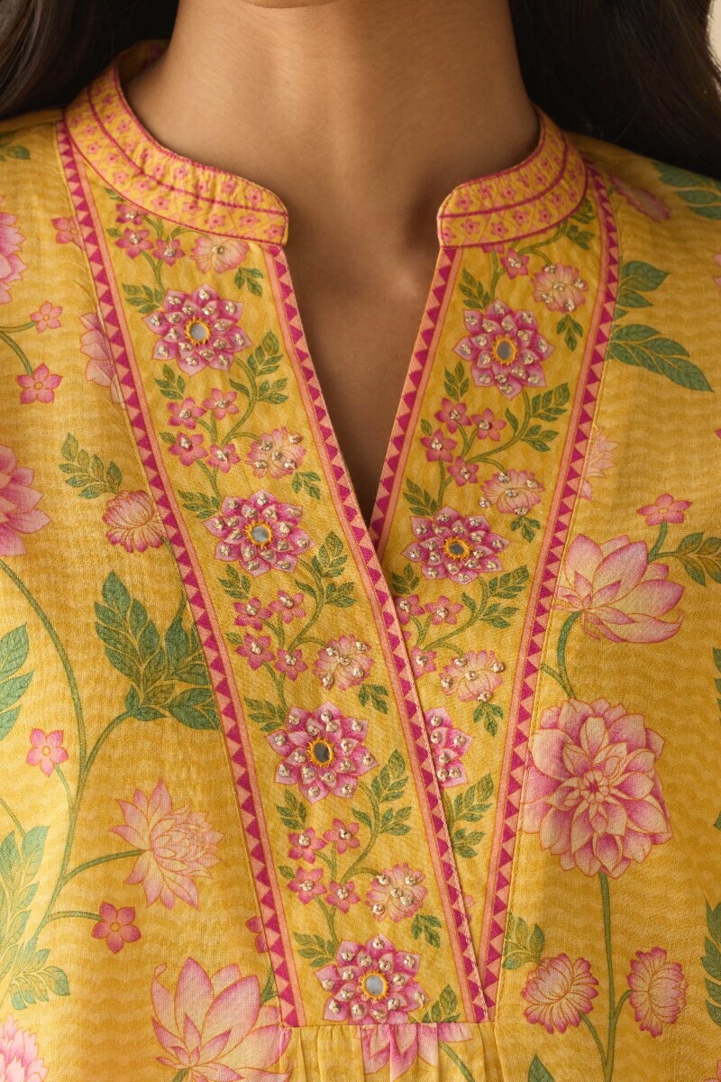 Yellow Printed Cotton Top