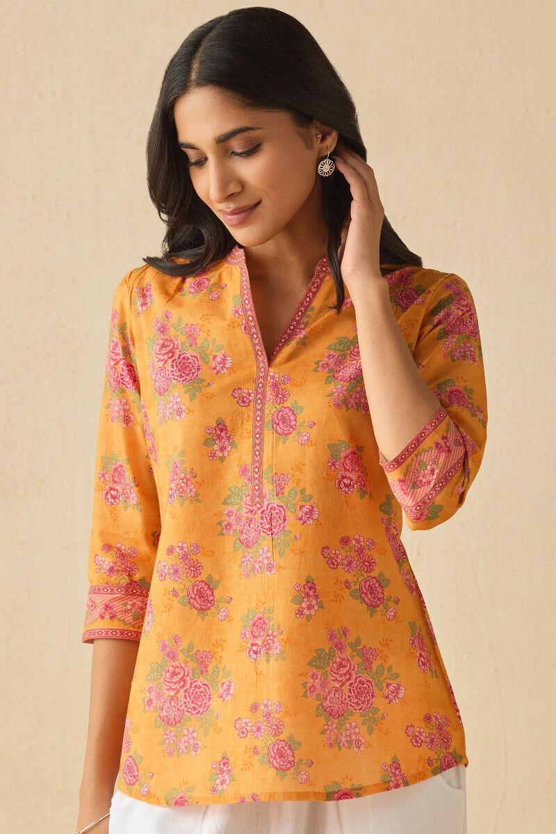 Mustard Printed Cotton Top