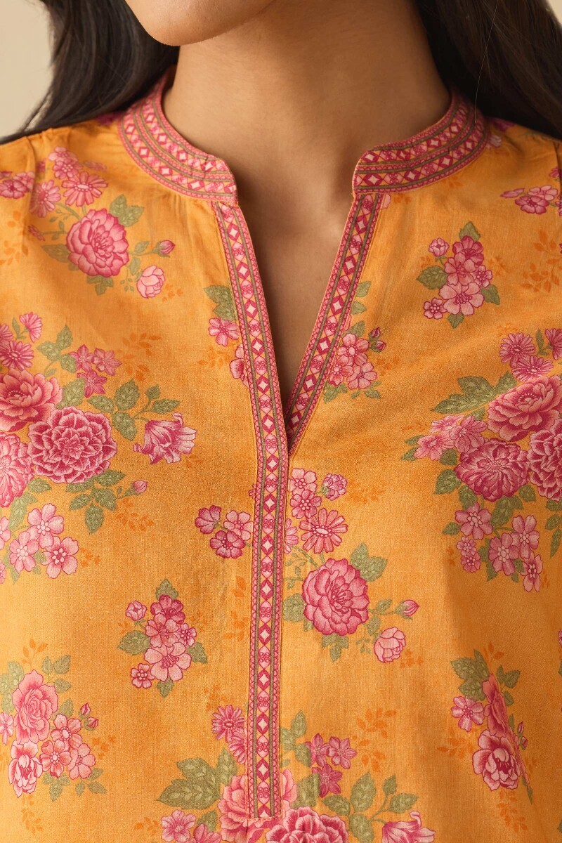 Mustard Printed Cotton Top