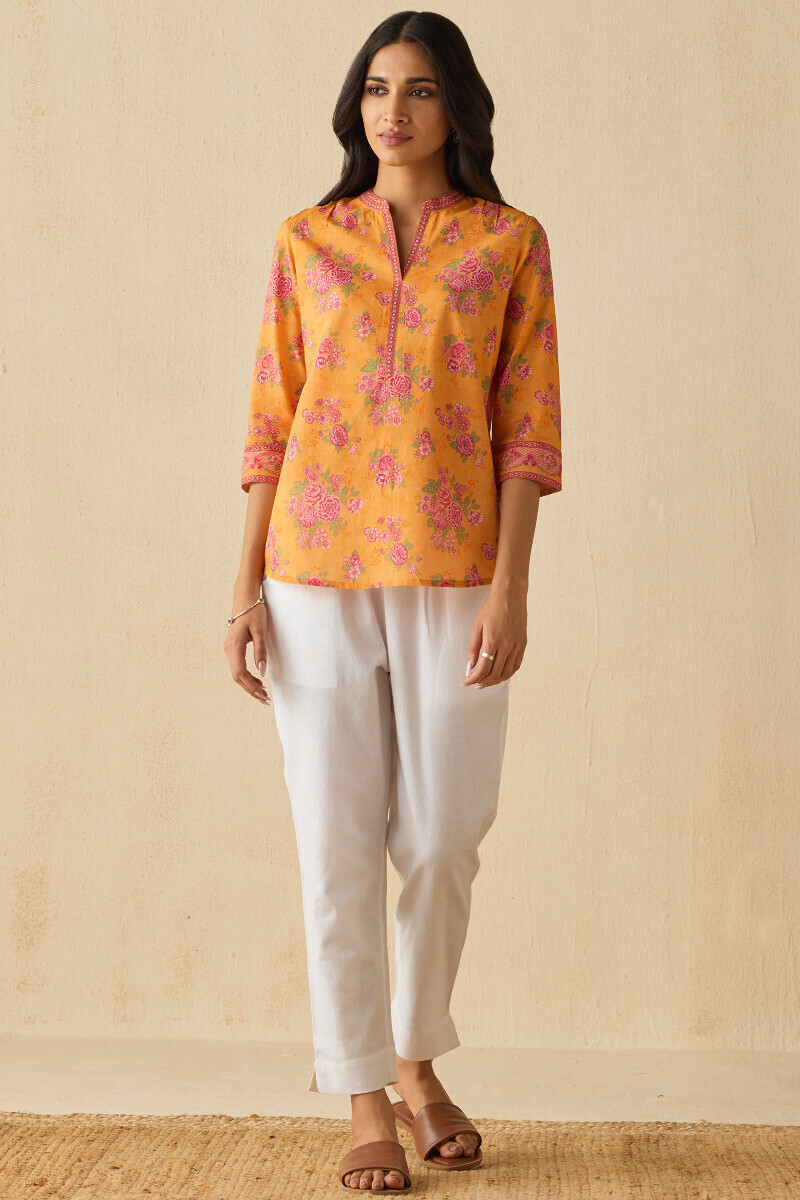 Mustard Printed Cotton Top