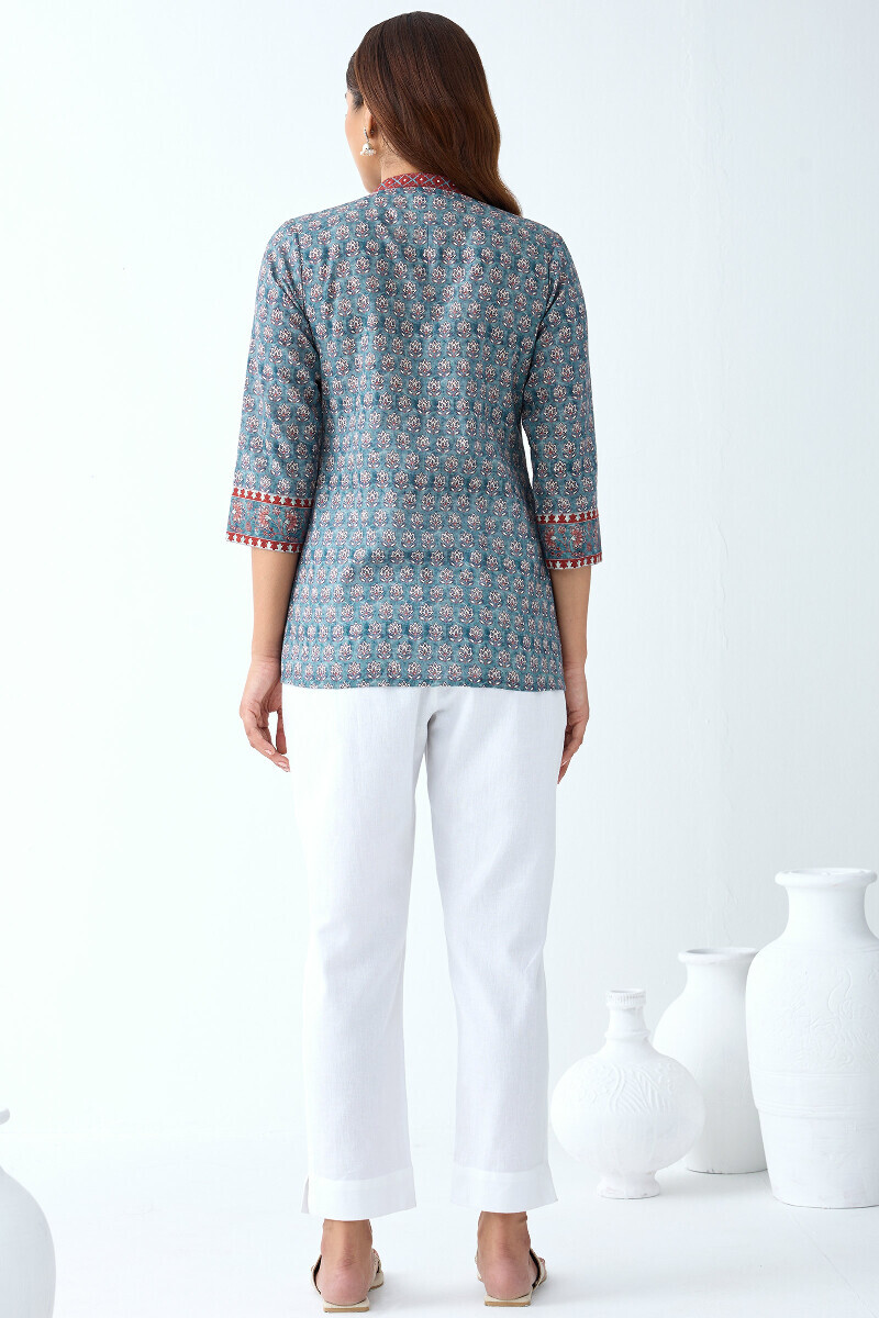 Blue Printed Cotton Top