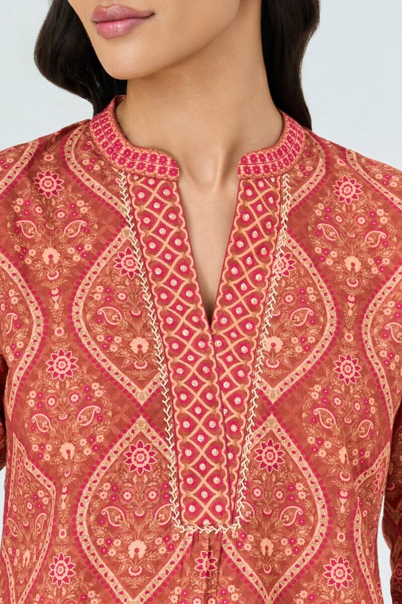 Brown Printed Cotton Top