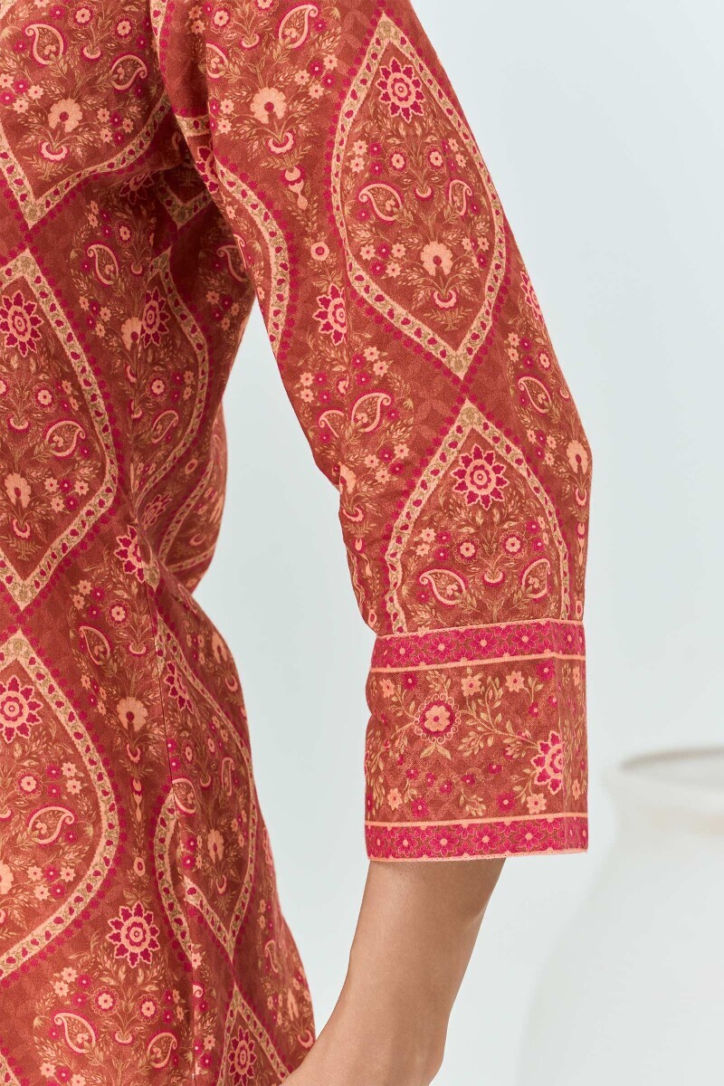 Brown Printed Cotton Top