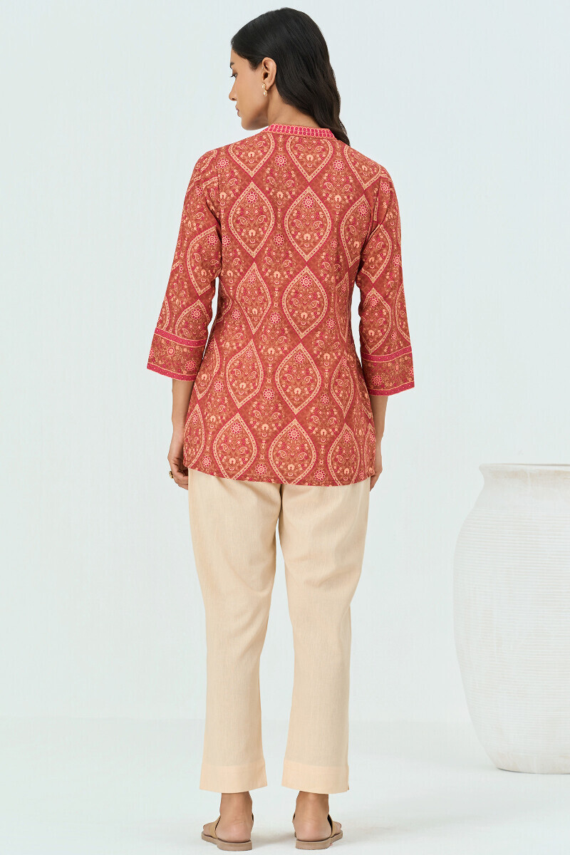 Brown Printed Cotton Top
