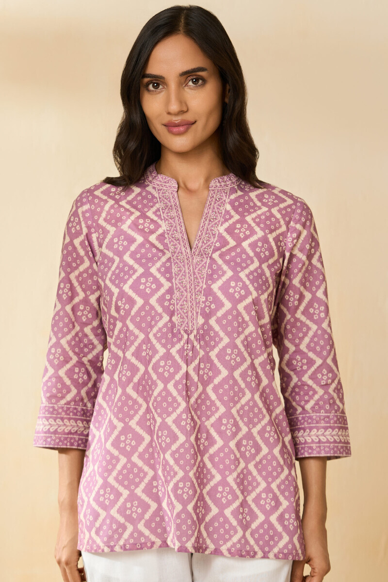 Purple Printed Cotton Top